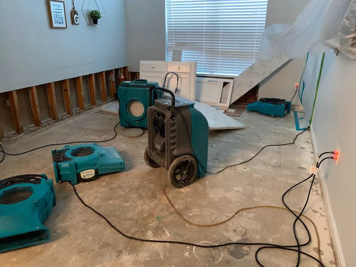 Dehumidifier in flood-cut room for Water Damage Restoration in Wausau